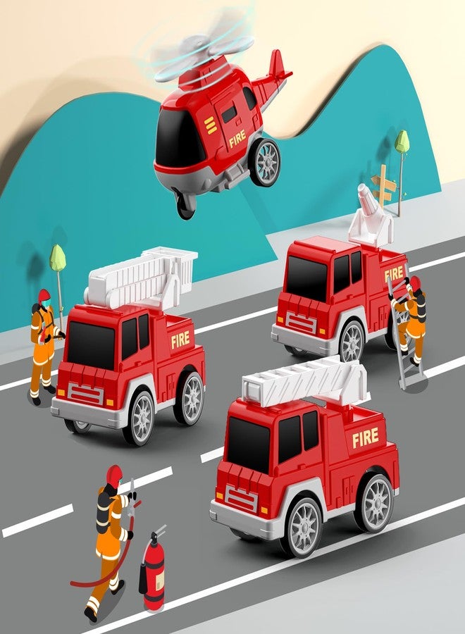 FunMission Toddlers Fire Truck for Kids 3-9 Year Old，5 in 1 Friction Power Vehicle Car for 3 4 5 6 7 Years Old Boys Girls，Carrier Truck Transport Toys for Christmas and Birthday Gifts - Image 4